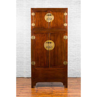 Chinese Qing Dynasty 19th Century Elm and Burl Wood Multiseason Compound Cabinet