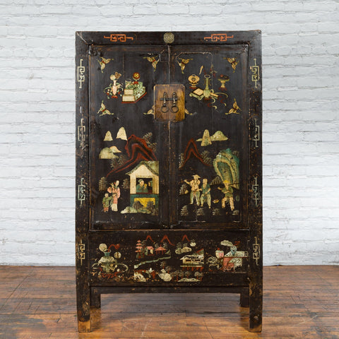 Chinese Qing Dynasty 19th Century Shanxi Cabinet with Original Black Lacquer-YN1298-2. Asian & Chinese Furniture, Art, Antiques, Vintage Home Décor for sale at FEA Home