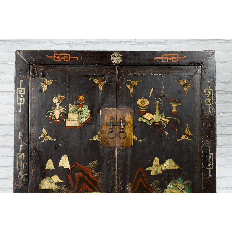 Chinese Qing Dynasty 19th Century Shanxi Cabinet with Original Black Lacquer-YN1298-5. Asian & Chinese Furniture, Art, Antiques, Vintage Home Décor for sale at FEA Home
