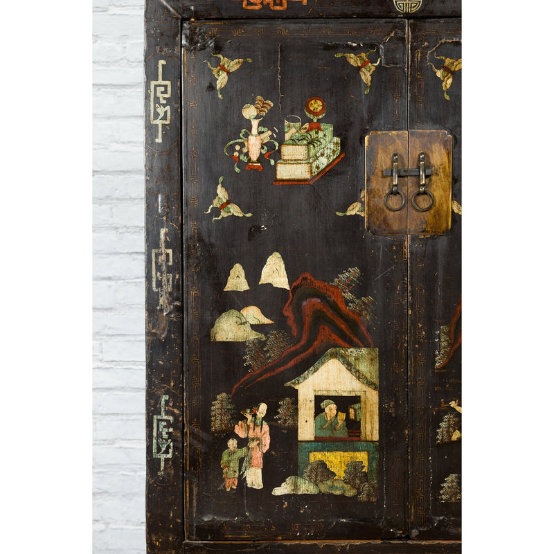 Chinese Qing Dynasty 19th Century Shanxi Cabinet with Original Black Lacquer-YN1298-7. Asian & Chinese Furniture, Art, Antiques, Vintage Home Décor for sale at FEA Home