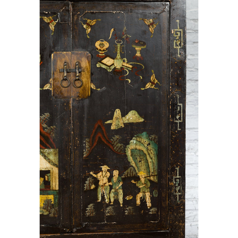 Chinese Qing Dynasty 19th Century Shanxi Cabinet with Original Black Lacquer-YN1298-8. Asian & Chinese Furniture, Art, Antiques, Vintage Home Décor for sale at FEA Home