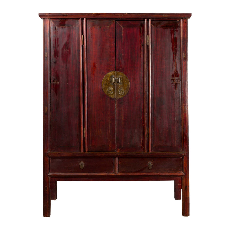 Large Chinese 19th Century Qing Dynasty Tapering Cabinet with Accordion Doors - Antique Chinese and Vintage Asian Furniture for Sale at FEA Home
