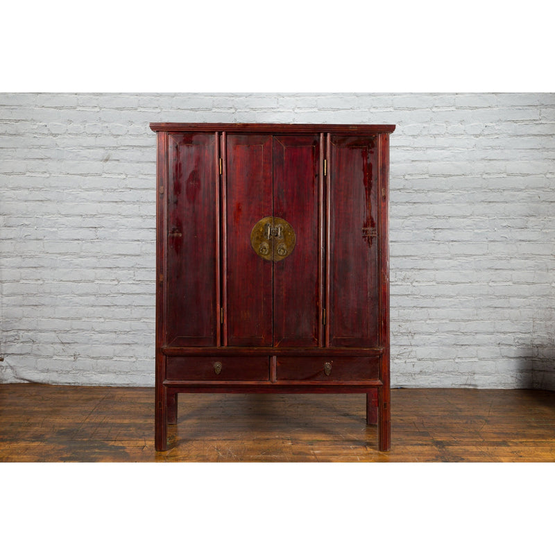 Large Chinese 19th Century Qing Dynasty Tapering Cabinet with Accordion Doors - Antique Chinese and Vintage Asian Furniture for Sale at FEA Home