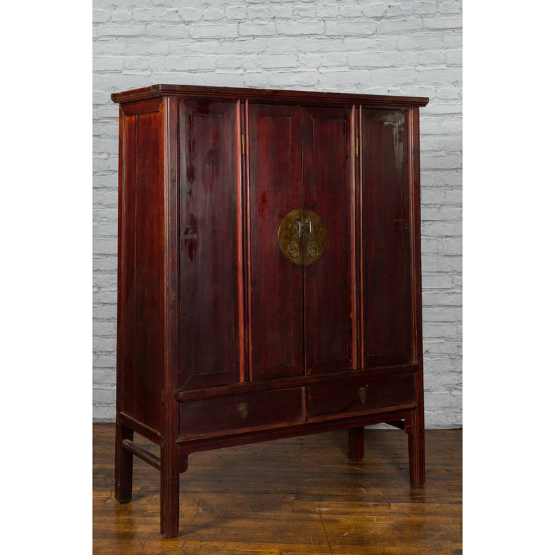 Large Chinese 19th Century Qing Dynasty Tapering Cabinet with Accordion Doors - Antique Chinese and Vintage Asian Furniture for Sale at FEA Home