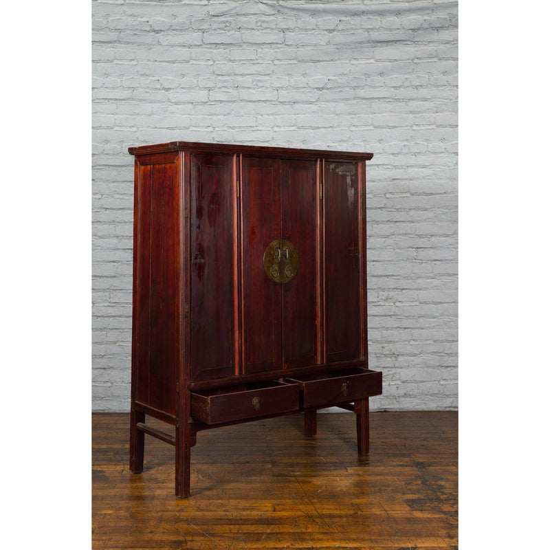 Large Chinese 19th Century Qing Dynasty Tapering Cabinet with Accordion Doors - Antique Chinese and Vintage Asian Furniture for Sale at FEA Home