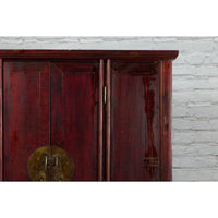 Large Chinese 19th Century Qing Dynasty Tapering Cabinet with Accordion Doors