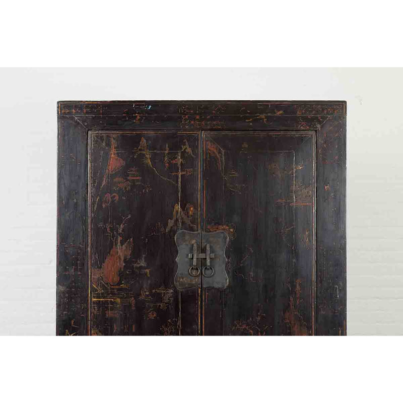 Chinese Qing Dynasty 19th Century Shanxi Cabinet with Original Black Lacquer