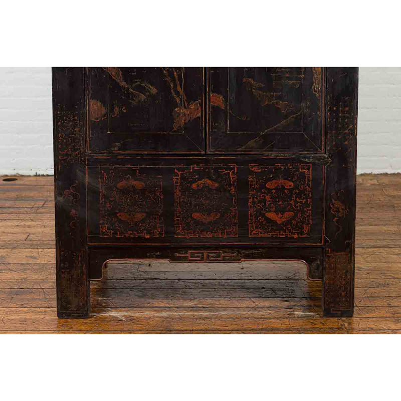 Chinese Qing Dynasty 19th Century Shanxi Cabinet with Original Black Lacquer