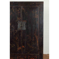 Chinese Qing Dynasty 19th Century Shanxi Cabinet with Original Black Lacquer