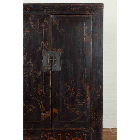 Chinese Qing Dynasty 19th Century Shanxi Cabinet with Original Black Lacquer