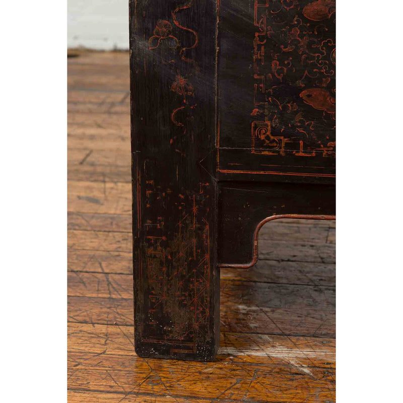 Chinese Qing Dynasty 19th Century Shanxi Cabinet with Original Black Lacquer
