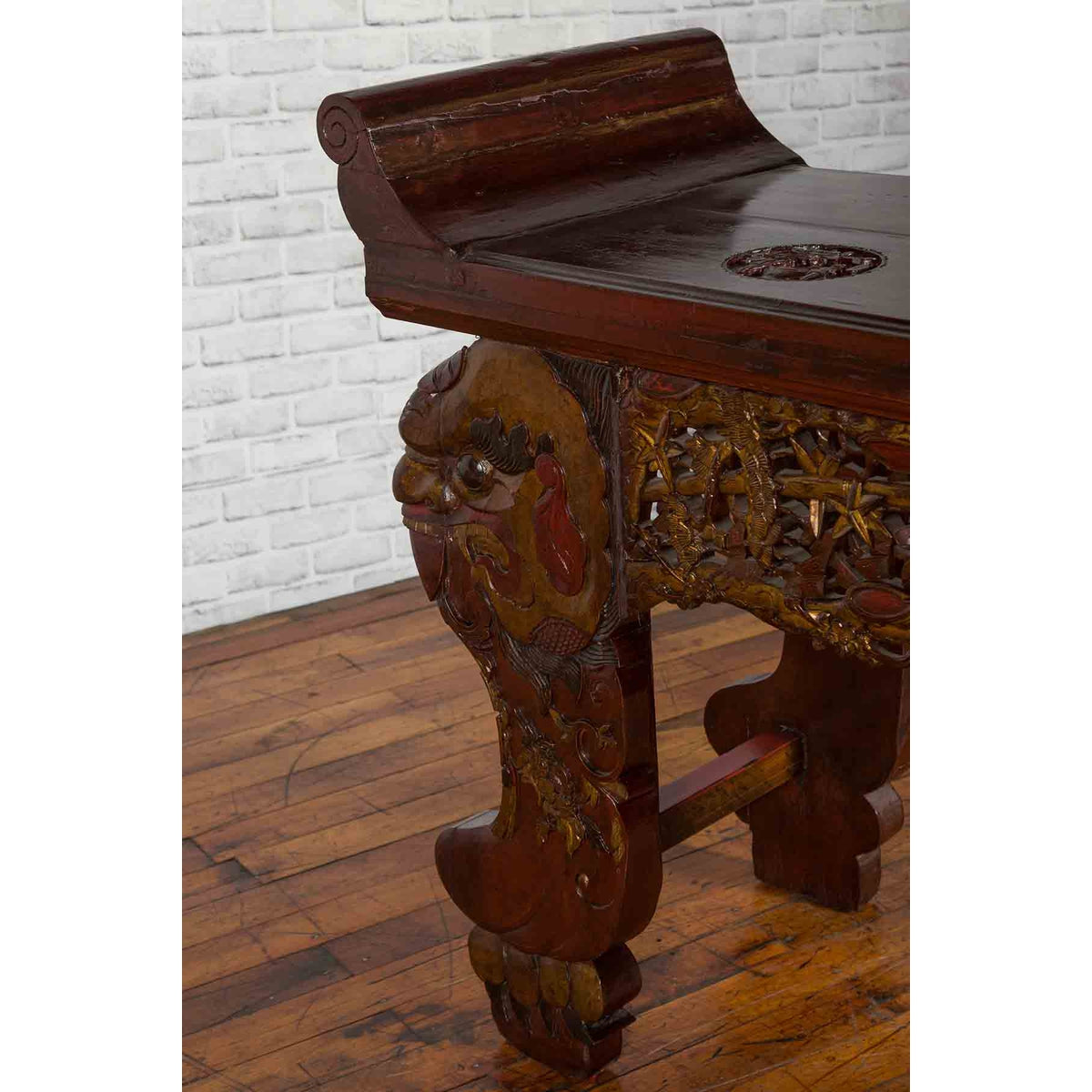 Chinese Qing Dynasty 19th Century Carved Console Table with Mythical Animals-19. Asian &amp; Chinese Furniture, Art, Antiques, Vintage Home Décor for sale at FEA Home