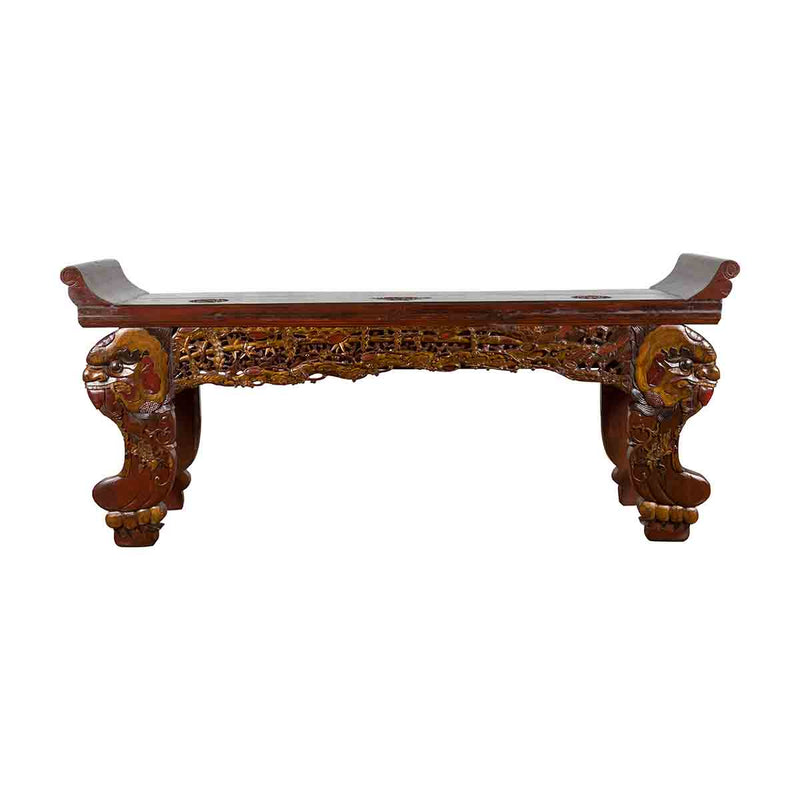 Chinese Qing Dynasty 19th Century Carved Console Table with Mythical Animals- Asian Antiques, Vintage Home Decor & Chinese Furniture - FEA Home