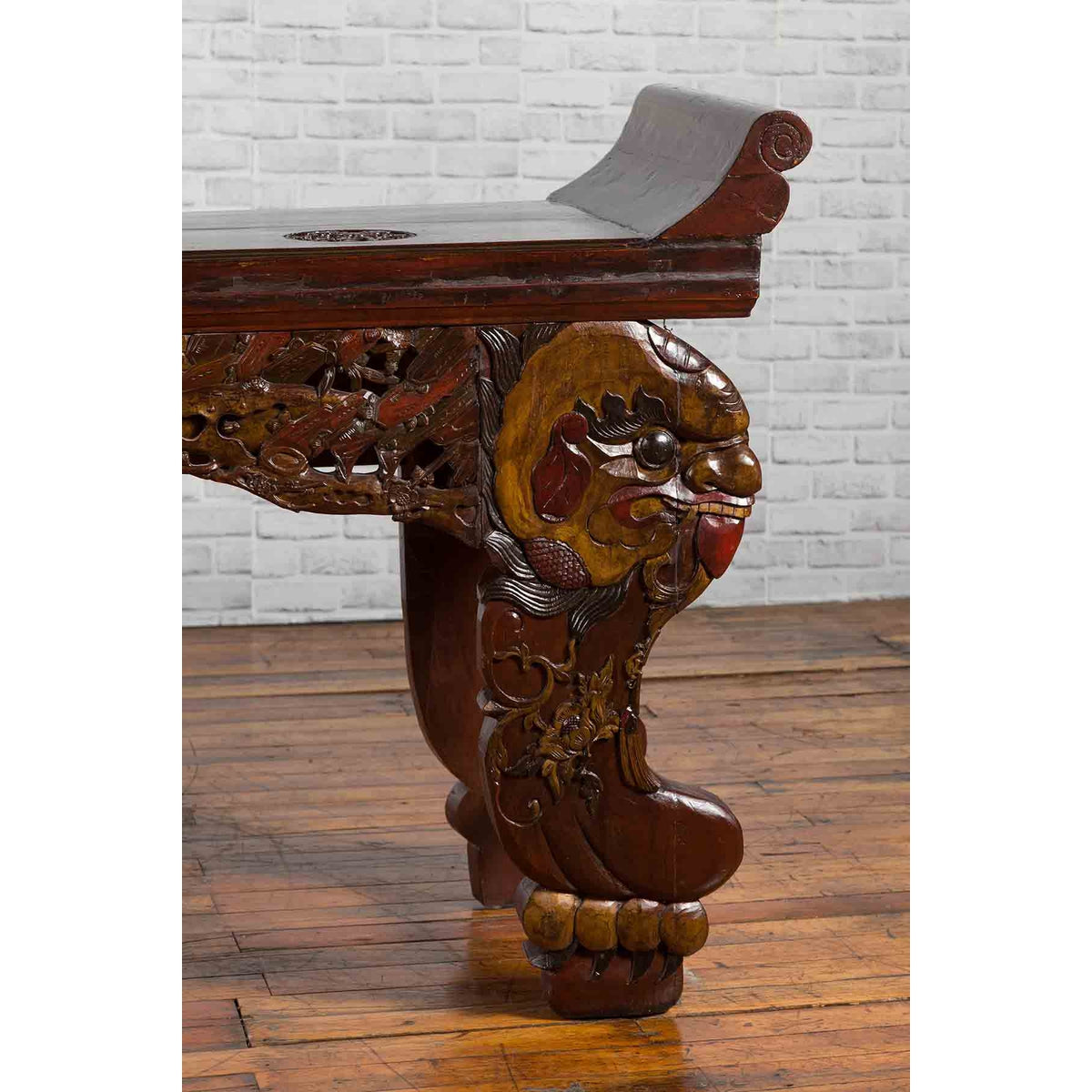 Chinese Qing Dynasty 19th Century Carved Console Table with Mythical Animals-6. Asian &amp; Chinese Furniture, Art, Antiques, Vintage Home Décor for sale at FEA Home