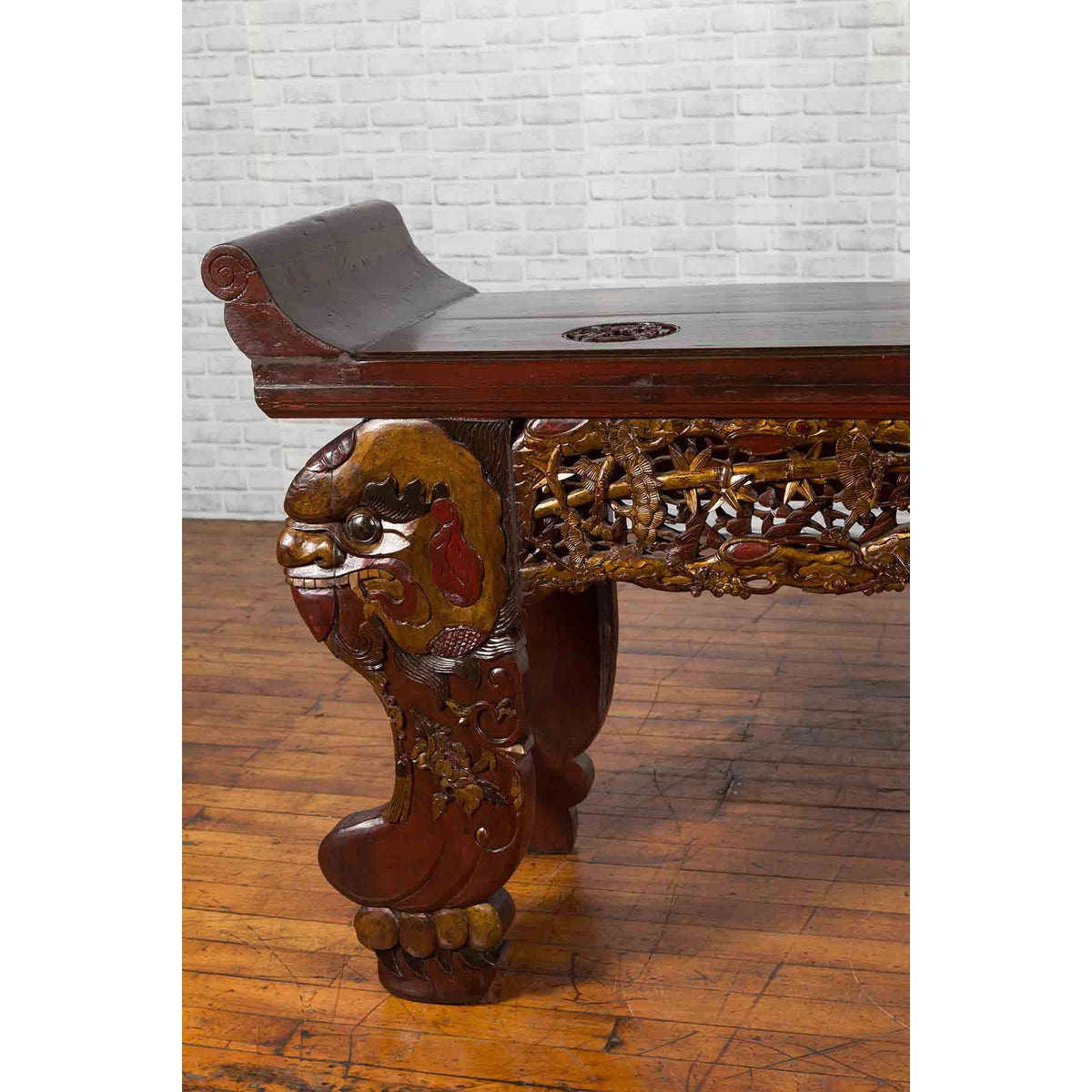 Chinese Qing Dynasty 19th Century Carved Console Table with Mythical Animals-7. Asian &amp; Chinese Furniture, Art, Antiques, Vintage Home Décor for sale at FEA Home