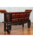 Chinese Red and Black Lacquered 19th Century Altar Coffer Table with Chinoiserie-4. Asian & Chinese Furniture, Art, Antiques, Vintage Home Décor for sale at FEA Home