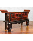 Chinese Red and Black Lacquered 19th Century Altar Coffer Table with Chinoiserie-5. Asian & Chinese Furniture, Art, Antiques, Vintage Home Décor for sale at FEA Home