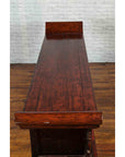 Chinese Red and Black Lacquered 19th Century Altar Coffer Table with Chinoiserie-18. Asian & Chinese Furniture, Art, Antiques, Vintage Home Décor for sale at FEA Home