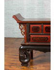 Chinese Red and Black Lacquered 19th Century Altar Coffer Table with Chinoiserie-6. Asian & Chinese Furniture, Art, Antiques, Vintage Home Décor for sale at FEA Home