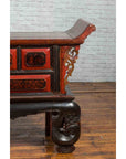 Chinese Red and Black Lacquered 19th Century Altar Coffer Table with Chinoiserie-7. Asian & Chinese Furniture, Art, Antiques, Vintage Home Décor for sale at FEA Home