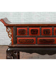 Chinese Red and Black Lacquered 19th Century Altar Coffer Table with Chinoiserie-8. Asian & Chinese Furniture, Art, Antiques, Vintage Home Décor for sale at FEA Home