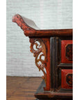 Chinese Red and Black Lacquered 19th Century Altar Coffer Table with Chinoiserie-10. Asian & Chinese Furniture, Art, Antiques, Vintage Home Décor for sale at FEA Home