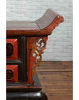 Chinese Red and Black Lacquered 19th Century Altar Coffer Table with Chinoiserie-11. Asian & Chinese Furniture, Art, Antiques, Vintage Home Décor for sale at FEA Home