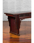 Chinese 19th Century Qing Dynasty Elm Low Console Table with Three Drawers-17. Asian & Chinese Furniture, Art, Antiques, Vintage Home Décor for sale at FEA Home