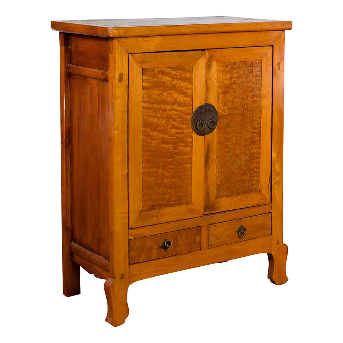 Chinese 19th Century Qing Dynasty Cabinet with Two Doors over Two Drawers-1. Asian & Chinese Furniture, Art, Antiques, Vintage Home Décor for sale at FEA Home
