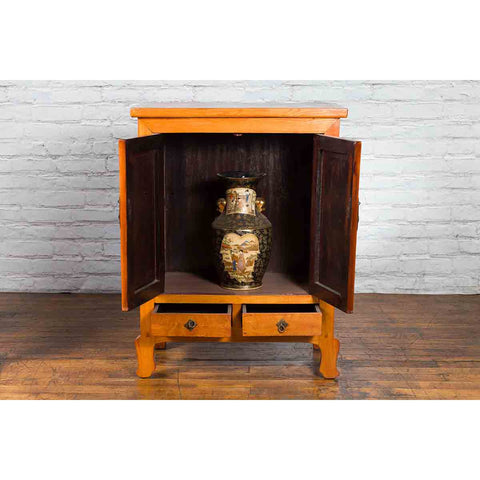 Chinese 19th Century Qing Dynasty Cabinet with Two Doors over Two Drawers