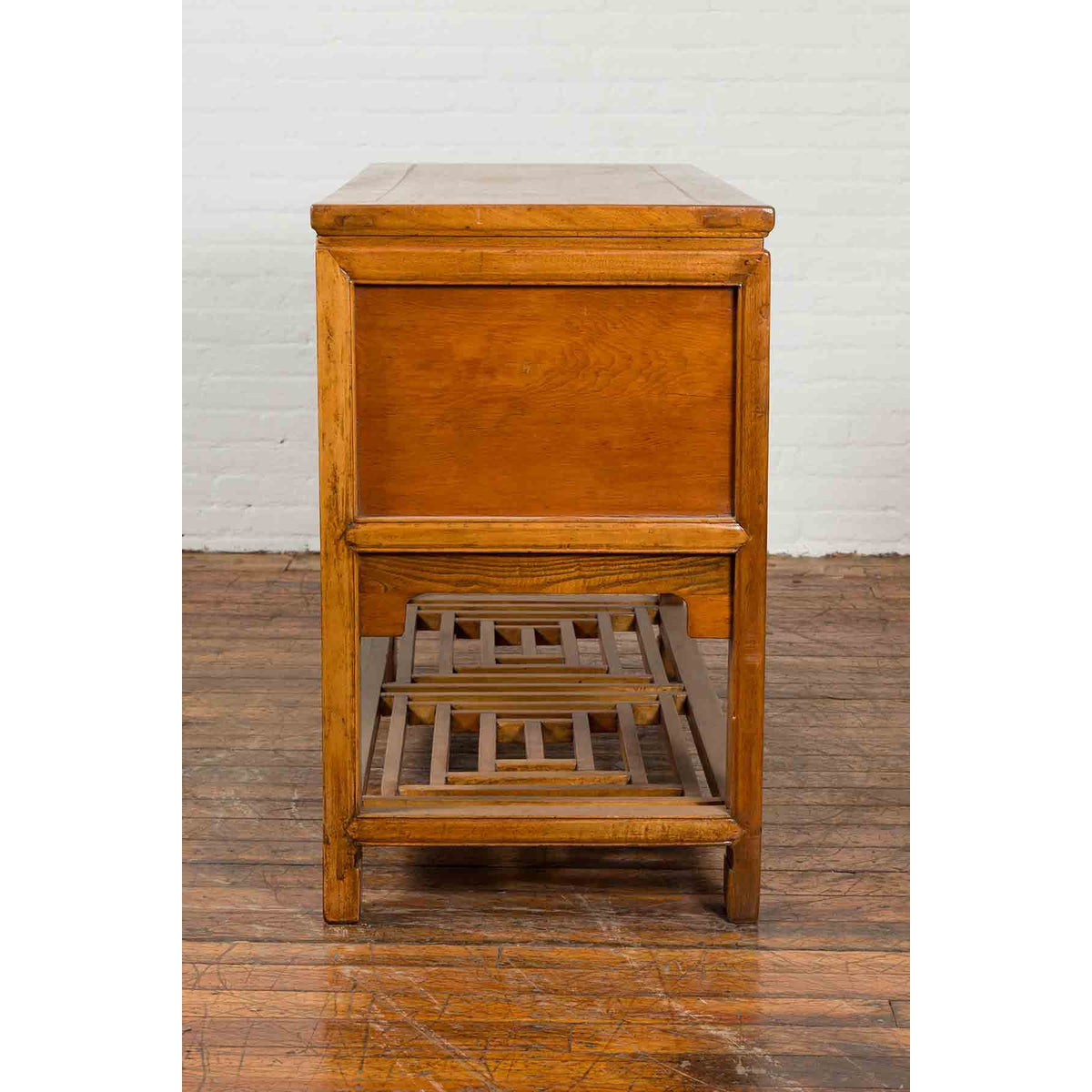 Chinese Qing Dynasty 19th Century Waisted Sideboard with Carved Floral Motifs-14. Asian &amp; Chinese Furniture, Art, Antiques, Vintage Home Décor for sale at FEA Home