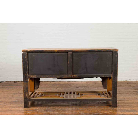 Chinese Qing Dynasty 19th Century Waisted Sideboard with Carved Floral Motifs-YN1373-18. Asian & Chinese Furniture, Art, Antiques, Vintage Home Décor for sale at FEA Home