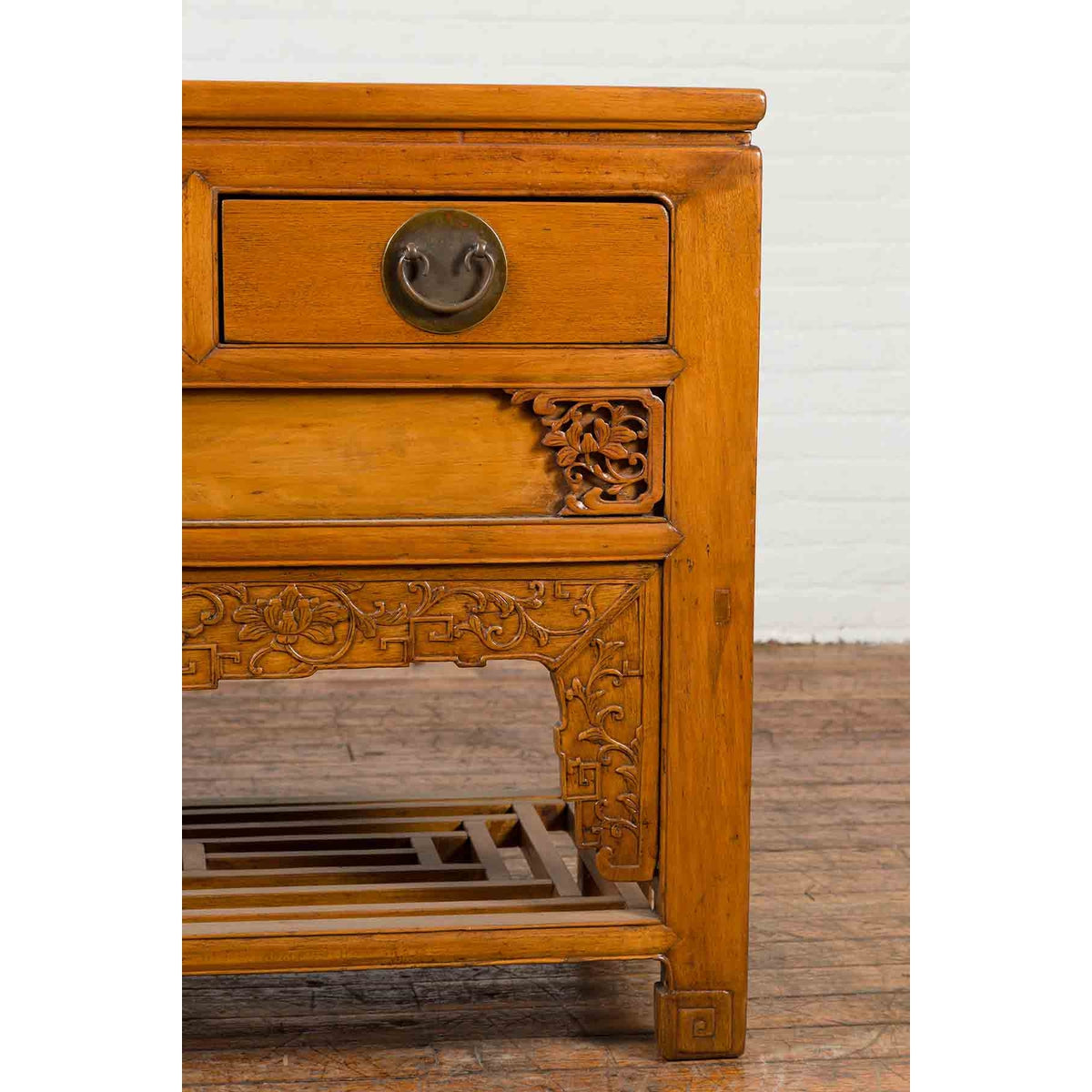 Chinese Qing Dynasty 19th Century Waisted Sideboard with Carved Floral Motifs-11. Asian &amp; Chinese Furniture, Art, Antiques, Vintage Home Décor for sale at FEA Home