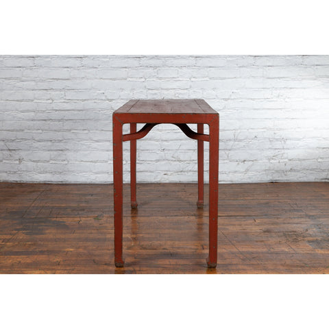 Chinese Qing Dynasty 19th Century Wood Console Table with Original Red Lacquer-YN139-12. Asian & Chinese Furniture, Art, Antiques, Vintage Home Décor for sale at FEA Home