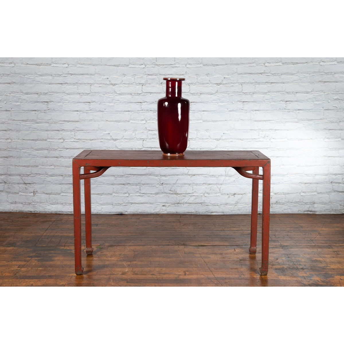Chinese Qing Dynasty 19th Century Wood Console Table with Original Red Lacquer-2. Asian & Chinese Furniture, Art, Antiques, Vintage Home Décor for sale at FEA Home