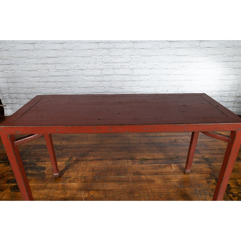 Chinese Qing Dynasty 19th Century Wood Console Table with Original Red Lacquer-YN139-9. Asian & Chinese Furniture, Art, Antiques, Vintage Home Décor for sale at FEA Home