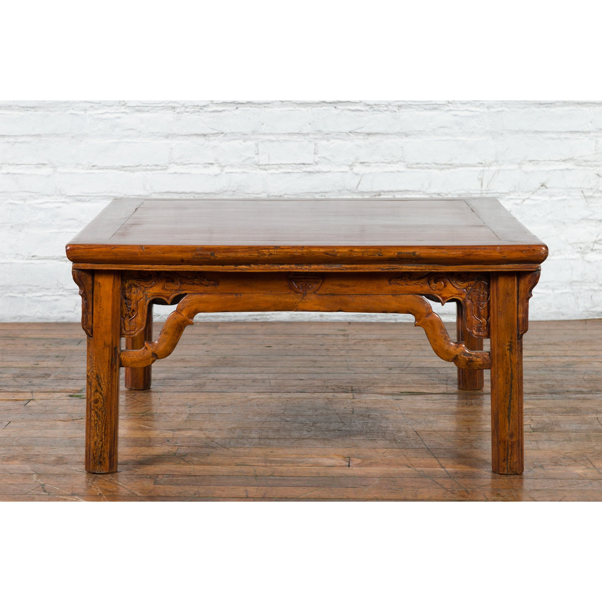 Chinese Qing Dynasty 19th Century Elmwood Coffee Table with Carved Apron-3. Asian &amp; Chinese Furniture, Art, Antiques, Vintage Home Décor for sale at FEA Home