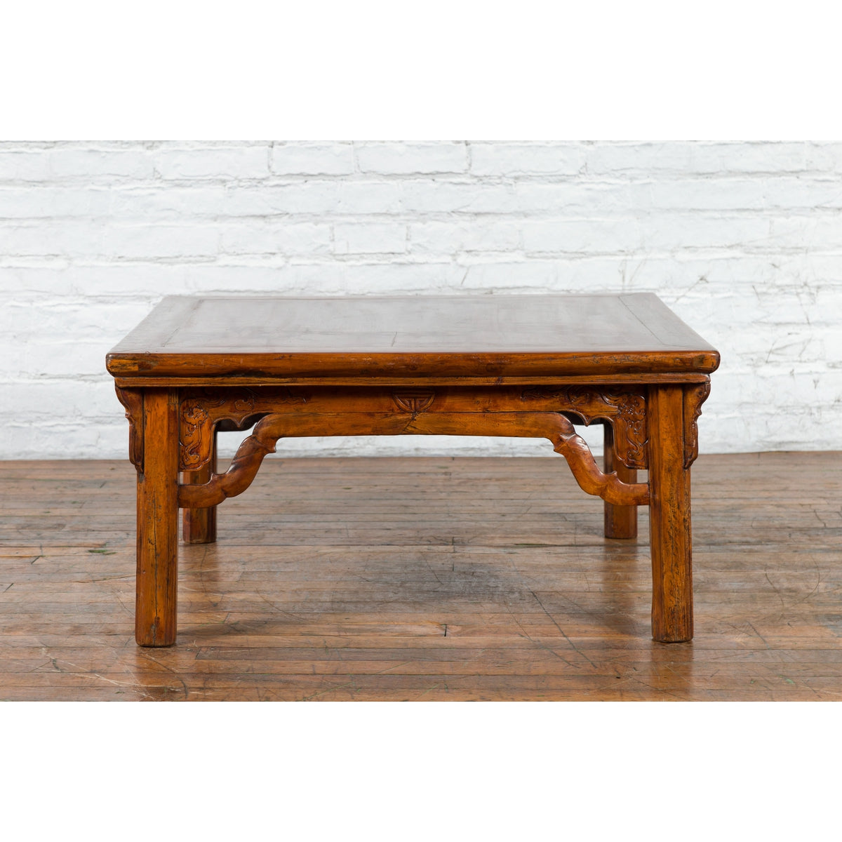 Chinese Qing Dynasty 19th Century Elmwood Coffee Table with Carved Apron-12. Asian &amp; Chinese Furniture, Art, Antiques, Vintage Home Décor for sale at FEA Home