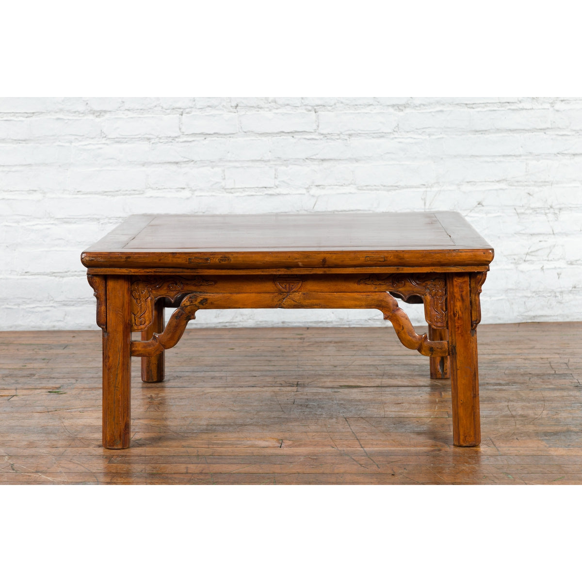 Chinese Qing Dynasty 19th Century Elmwood Coffee Table with Carved Apron-13. Asian &amp; Chinese Furniture, Art, Antiques, Vintage Home Décor for sale at FEA Home
