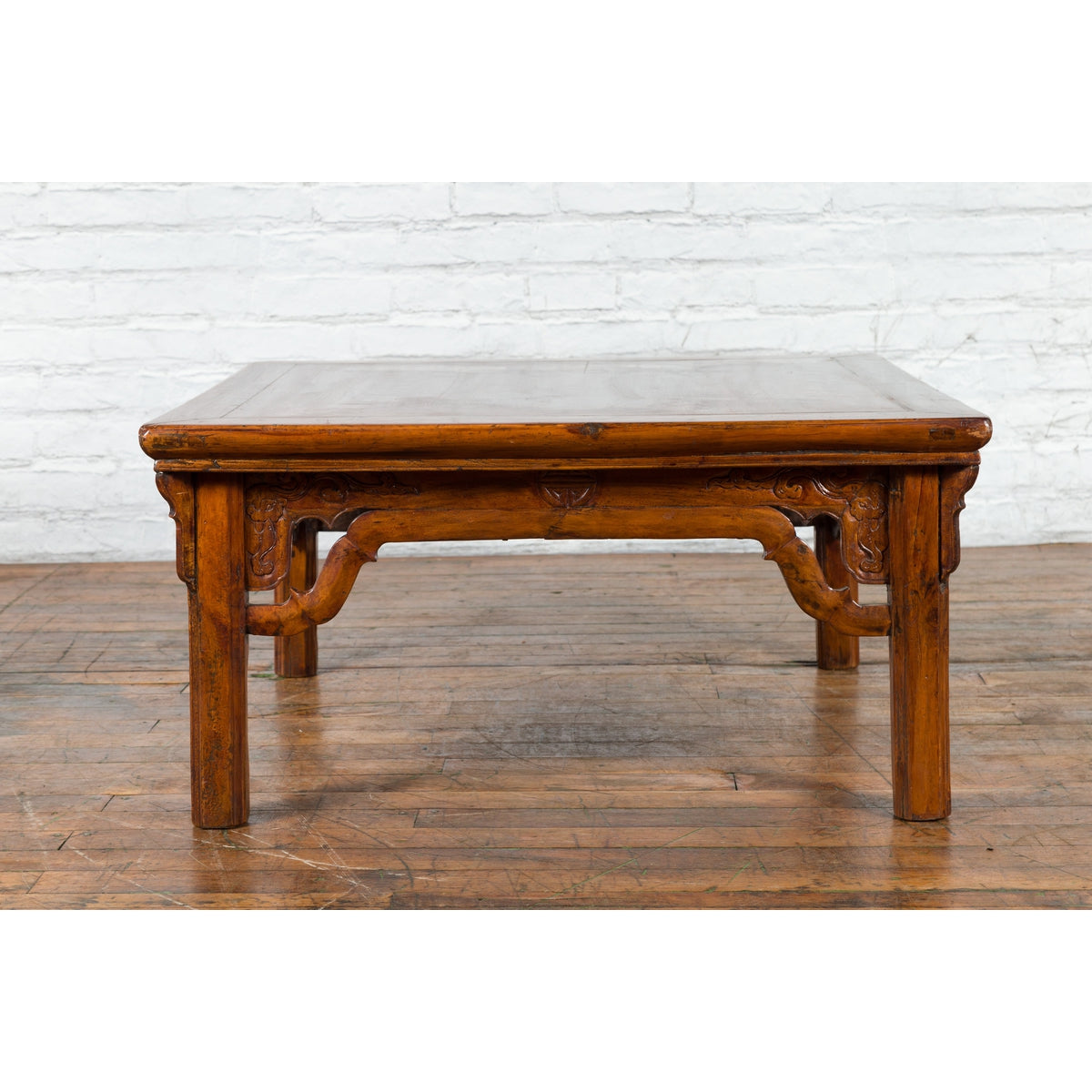 Chinese Qing Dynasty 19th Century Elmwood Coffee Table with Carved Apron-4. Asian &amp; Chinese Furniture, Art, Antiques, Vintage Home Décor for sale at FEA Home