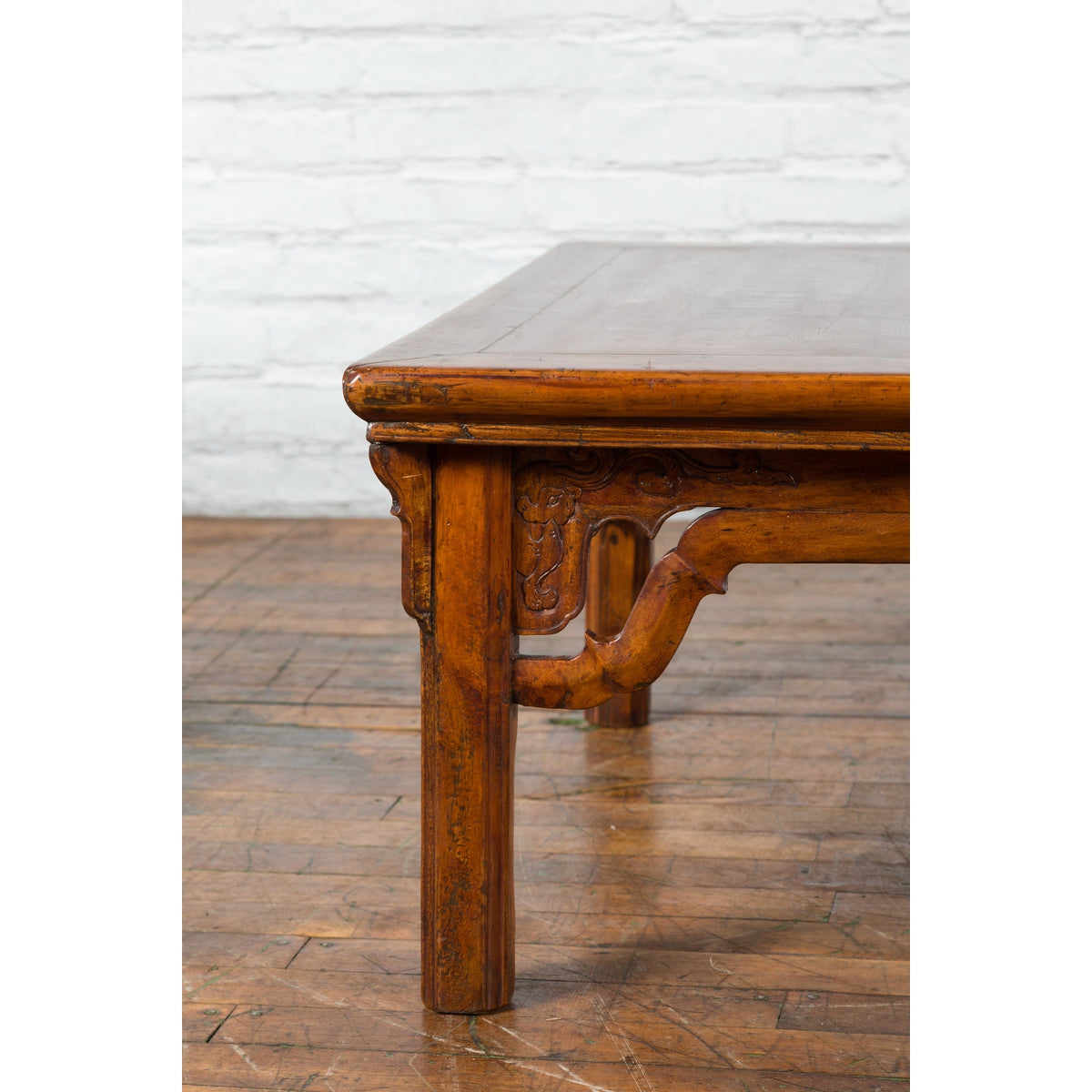 Chinese Qing Dynasty 19th Century Elmwood Coffee Table with Carved Apron-8. Asian &amp; Chinese Furniture, Art, Antiques, Vintage Home Décor for sale at FEA Home