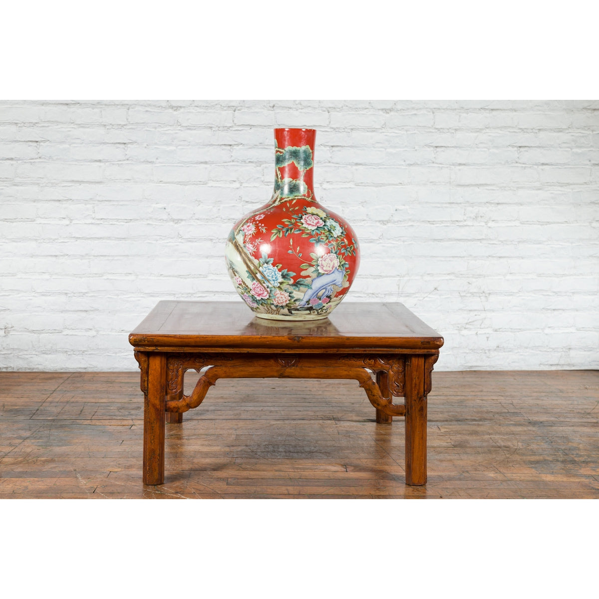 Chinese Qing Dynasty 19th Century Elmwood Coffee Table with Carved Apron-2. Asian & Chinese Furniture, Art, Antiques, Vintage Home Décor for sale at FEA Home