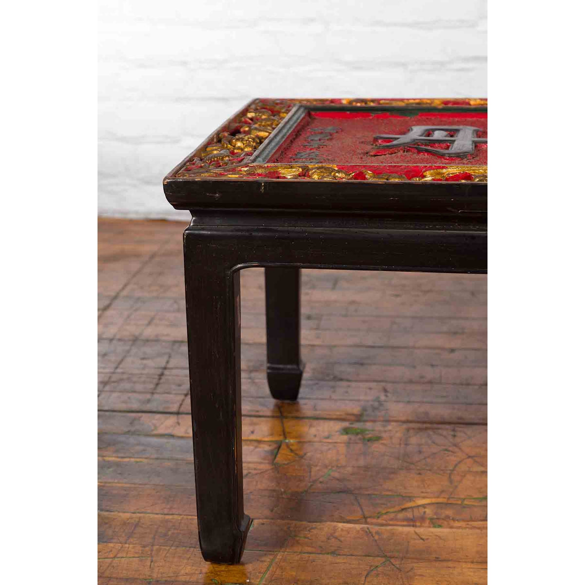 Chinese Antique Shop Sign with Calligraphy Made into a Black Coffee Table-8. Asian &amp; Chinese Furniture, Art, Antiques, Vintage Home Décor for sale at FEA Home
