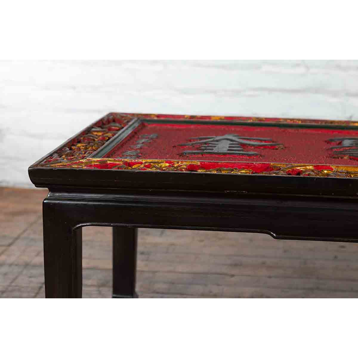 Antique Chinese Shop Sign with Calligraphy Made into a Black Coffee Table-5. Asian &amp; Chinese Furniture, Art, Antiques, Vintage Home Décor for sale at FEA Home