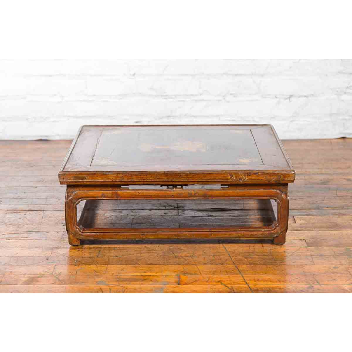 Qing Dynasty 19th Century Chinese Low Kang Coffee Table with Painted Décor-10. Asian &amp; Chinese Furniture, Art, Antiques, Vintage Home Décor for sale at FEA Home