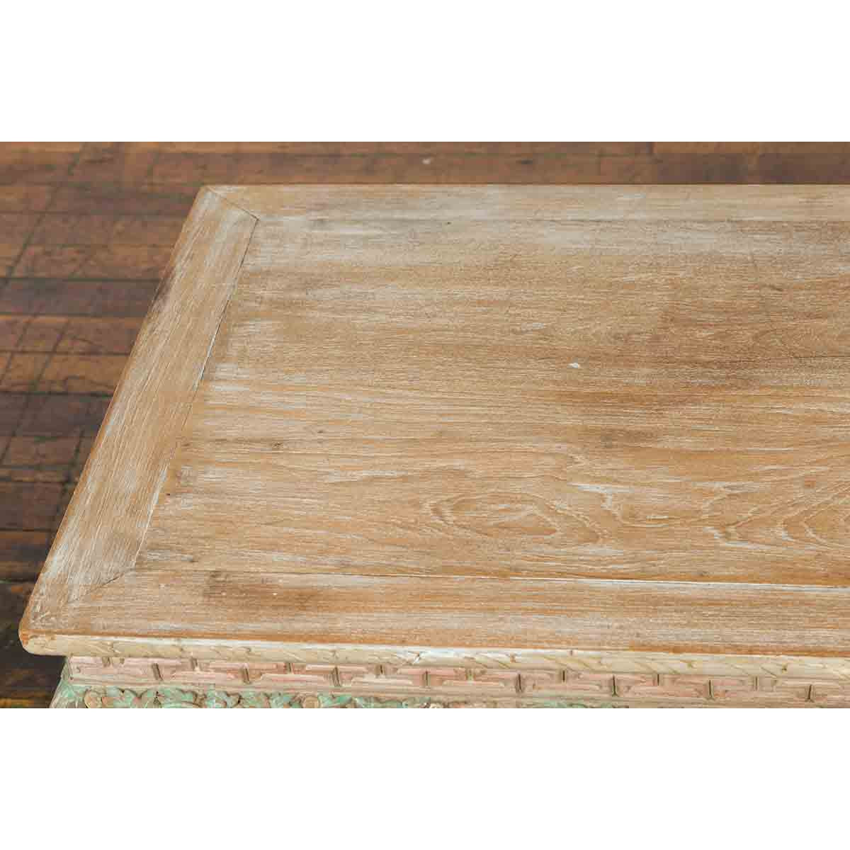 Contemporary Teak Wood Coffee Table with Painted Floral Design-15. Asian &amp; Chinese Furniture, Art, Antiques, Vintage Home Décor for sale at FEA Home