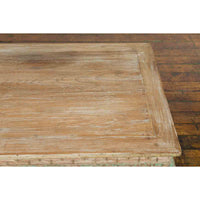 Thai Contemporary Teak Wood Coffee Table with Carved and Painted Floral Motifs