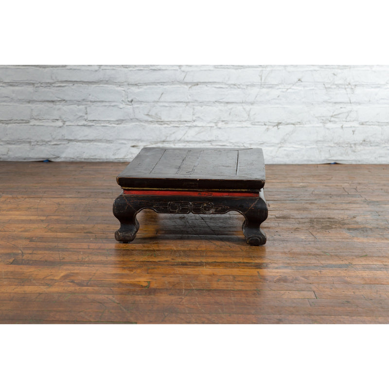 Black and Red Lacquer Qing Dynasty Prayer Table with Low Relief Carved Scrolls-YN1431-10. Asian & Chinese Furniture, Art, Antiques, Vintage Home Décor for sale at FEA Home