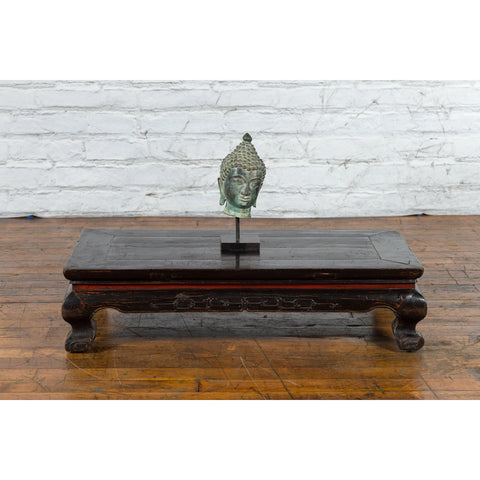 Black and Red Lacquer Qing Dynasty Prayer Table with Low Relief Carved Scrolls-YN1431-3. Asian & Chinese Furniture, Art, Antiques, Vintage Home Décor for sale at FEA Home