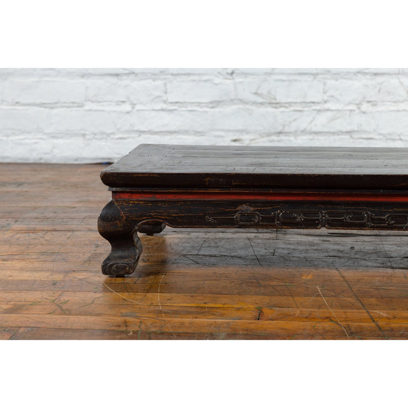 Black and Red Lacquer Qing Dynasty Prayer Table with Low Relief Carved Scrolls-YN1431-5. Asian & Chinese Furniture, Art, Antiques, Vintage Home Décor for sale at FEA Home
